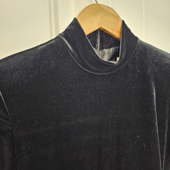 Vintage 90s John Roberts Velvet Jumper Womens Size 6 Black Mock Neck Whimsygoth - Picture 6 of 13